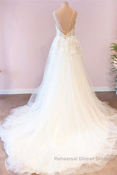 Long A-Line Sweetheart Spaghetti Straps Tulle Wedding Dresses
